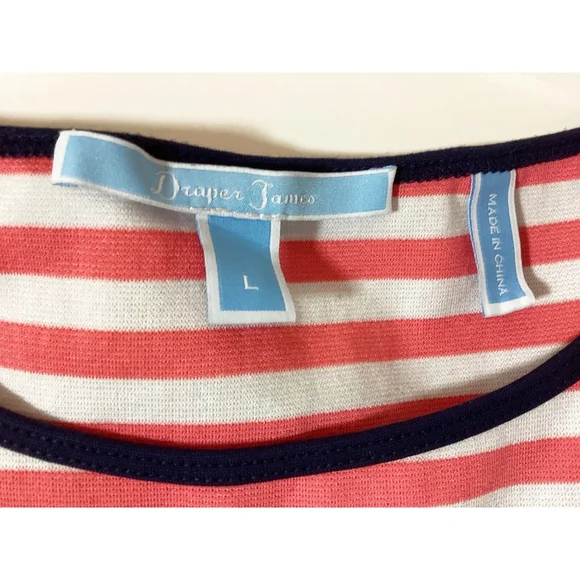 Draper James Sz L Stripe Ponte A-Line Dress in Nassau Navy - Picture 4 of 4